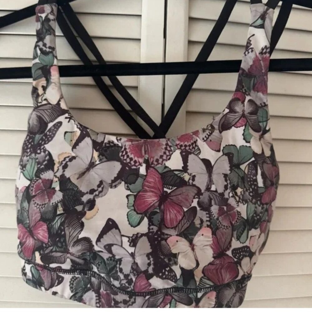 Lululemon Butterfly/Floral Print Women's Sports Bra size S.